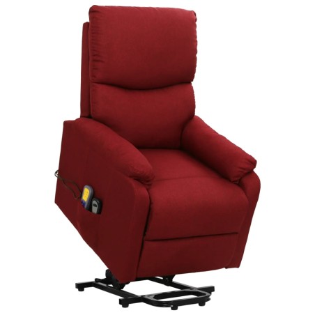 Massagesessel mit Aufstehhilfe Weinrot Stoff
