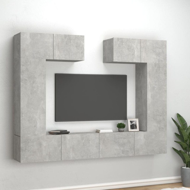 vidaXL 6-tlg. TV-Schrank-Set Betongrau Holzwerkstoff vidaXL 6-tlg. TV-Schrank-Set Betongrau Holzwerkstoff