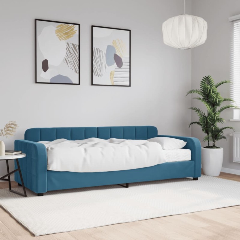 vidaXL Tagesbett mit Matratze Blau 80x200 cm Samt vidaXL Tagesbett mit Matratze Blau 80x200 cm Samt