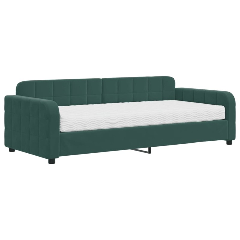 vidaXL Tagesbett mit Matratze Dunkelgrün 90x200 cm Samt vidaXL Tagesbett mit Matratze Dunkelgrün 90x200 cm Samt