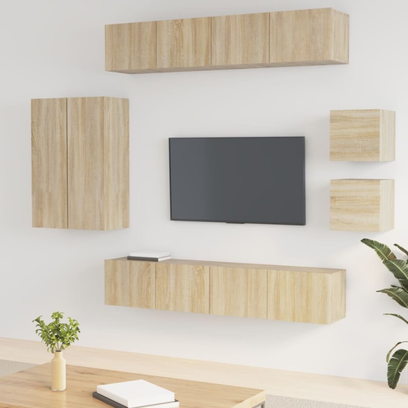 vidaXL 8-tlg. TV-Schrank-Set Sonoma-Eiche Holzwerkstoff vidaXL 8-tlg. TV-Schrank-Set Sonoma-Eiche Holzwerkstoff