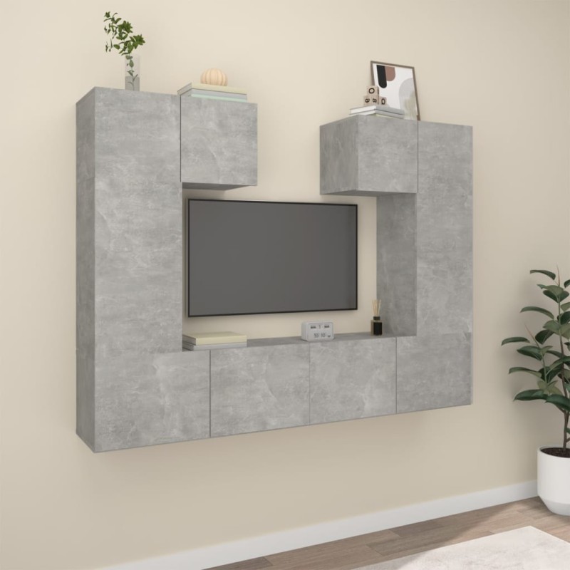 vidaXL 6-tlg. TV-Schrank-Set Betongrau Holzwerkstoff vidaXL 6-tlg. TV-Schrank-Set Betongrau Holzwerkstoff