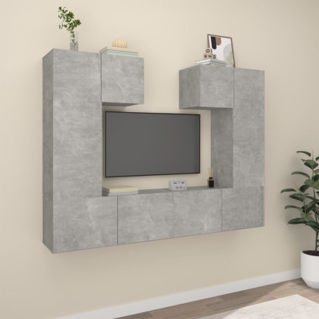 vidaXL 6-tlg. TV-Schrank-Set Betongrau Holzwerkstoff