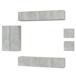 vidaXL 8-tlg. TV-Schrank-Set Betongrau Holzwerkstoff