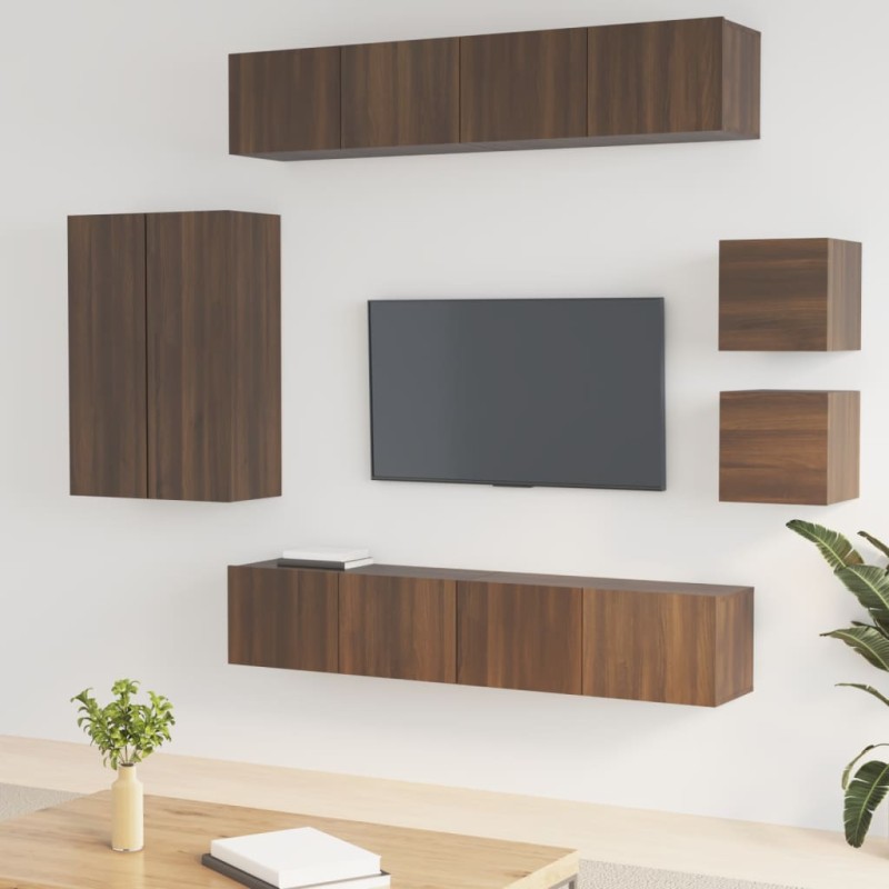 vidaXL 8-tlg. TV-Schrank-Set Braun Eichen-Optik Holzwerkstoff vidaXL 8-tlg. TV-Schrank-Set Braun Eichen-Optik Holzwerkstoff