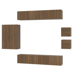 vidaXL 8-tlg. TV-Schrank-Set Braun Eichen-Optik Holzwerkstoff