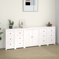 vidaXL Sideboard Weiß 230x35x80 cm Massivholz Kiefer
