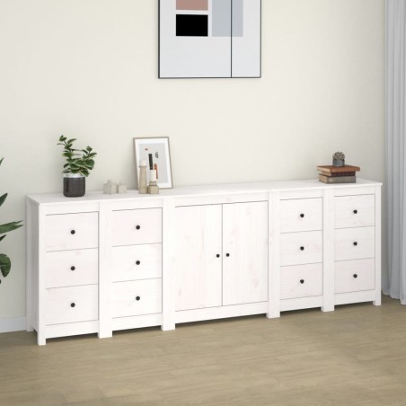 vidaXL Sideboard Weiß 230x35x80 cm Massivholz Kiefer