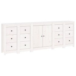 vidaXL Sideboard Weiß 230x35x80 cm Massivholz Kiefer