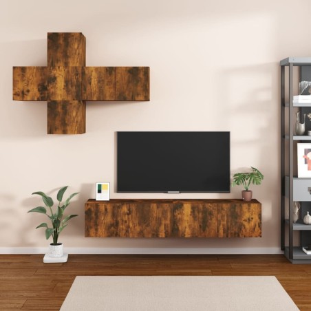 vidaXL 7-tlg. TV-Schrank-Set Räuchereiche Holzwerkstoff
