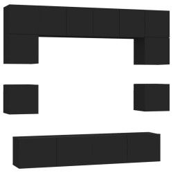 vidaXL 8-tlg. TV-Schrank-Set Schwarz Holzwerkstoff