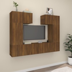 vidaXL 6-tlg. TV-Schrank-Set Braun Eichen-Optik Holzwerkstoff