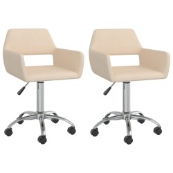 Esszimmerstühle 2 Stk. Drehbar Creme Stoff