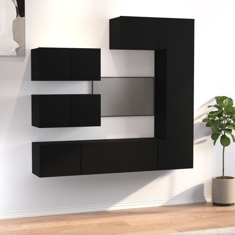 vidaXL 6-tlg. TV-Schrank-Set Schwarz Holzwerkstoff vidaXL 6-tlg. TV-Schrank-Set Schwarz Holzwerkstoff