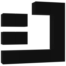 vidaXL 6-tlg. TV-Schrank-Set Schwarz Holzwerkstoff