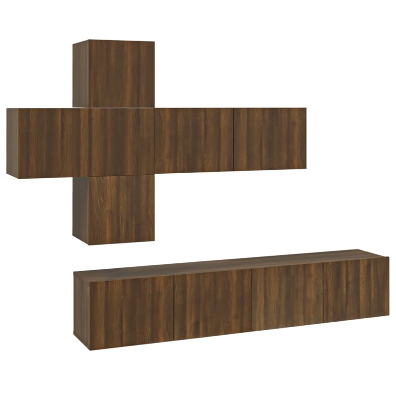 vidaXL 7-tlg. TV-Schrank-Set Braun Eichen-Optik Holzwerkstoff vidaXL 7-tlg. TV-Schrank-Set Braun Eichen-Optik Holzwerkstoff