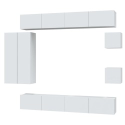 vidaXL 8-tlg. TV-Schrank-Set Weiß Holzwerkstoff