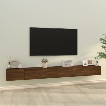 vidaXL 3-tlg. TV-Schrank-Set Braun Eichen-Optik Holzwerkstoff