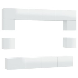 vidaXL 8-tlg. TV-Schrank-Set Hochglanz-Weiß Holzwerkstoff