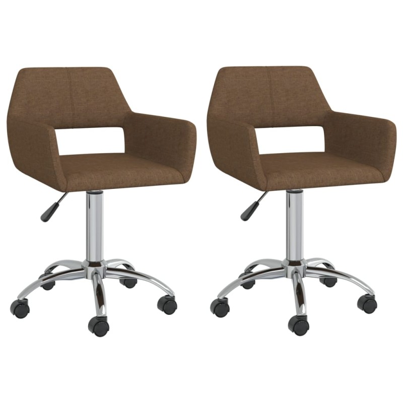 Esszimmerstühle 2 Stk. Drehbar Braun Stoff Esszimmerstühle 2 Stk. Drehbar Braun Stoff
