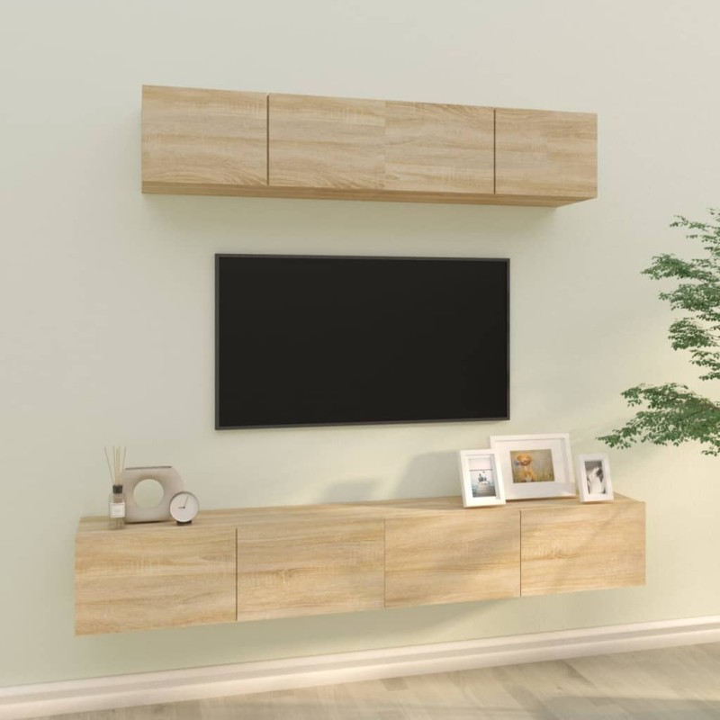 vidaXL 4-tlg. TV-Schrank-Set Sonoma-Eiche Holzwerkstoff vidaXL 4-tlg. TV-Schrank-Set Sonoma-Eiche Holzwerkstoff