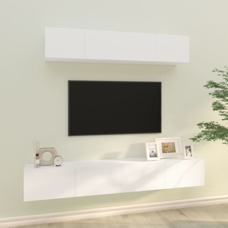 vidaXL 4-tlg. TV-Schrank-Set Weiß Holzwerkstoff vidaXL 4-tlg. TV-Schrank-Set Weiß Holzwerkstoff