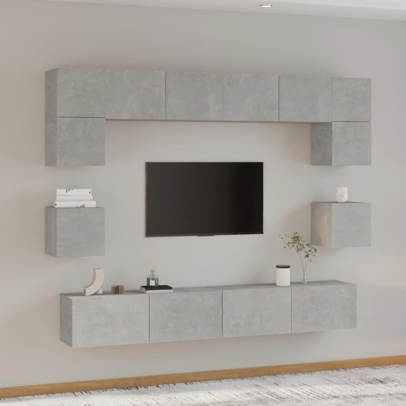 vidaXL 8-tlg. TV-Schrank-Set Betongrau Holzwerkstoff vidaXL 8-tlg. TV-Schrank-Set Betongrau Holzwerkstoff