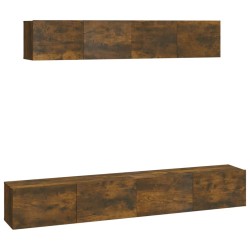 vidaXL 4-tlg. TV-Schrank-Set Räuchereiche Holzwerkstoff