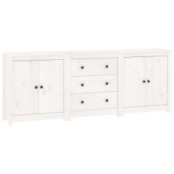 vidaXL Sideboard Weiß 210x35x80 cm Massivholz Kiefer