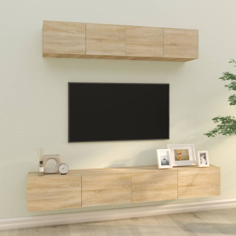 vidaXL 4-tlg. TV-Schrank-Set Sonoma-Eiche Holzwerkstoff vidaXL 4-tlg. TV-Schrank-Set Sonoma-Eiche Holzwerkstoff