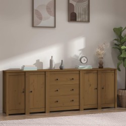 vidaXL Sideboard Honigbraun 230x35x80 cm Massivholz Kiefer