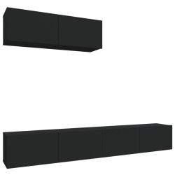 vidaXL 3-tlg. TV-Schrank-Set Schwarz Holzwerkstoff