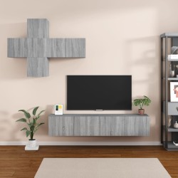 vidaXL 7-tlg. TV-Schrank-Set Grau Sonoma Holzwerkstoff
