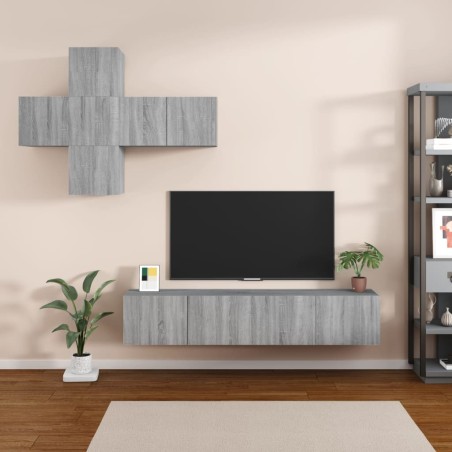 vidaXL 7-tlg. TV-Schrank-Set Grau Sonoma Holzwerkstoff