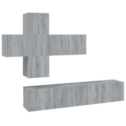 vidaXL 7-tlg. TV-Schrank-Set Grau Sonoma Holzwerkstoff