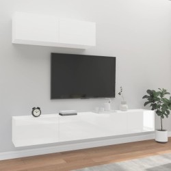 vidaXL 3-tlg. TV-Schrank-Set Hochglanz-Weiß Holzwerkstoff