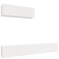 vidaXL 3-tlg. TV-Schrank-Set Hochglanz-Weiß Holzwerkstoff