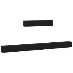 vidaXL 6-tlg. TV-Schrank-Set Schwarz Holzwerkstoff