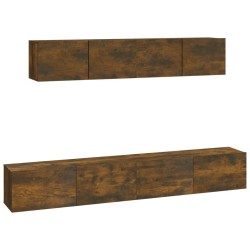 vidaXL 4-tlg. TV-Schrank-Set Räuchereiche Holzwerkstoff