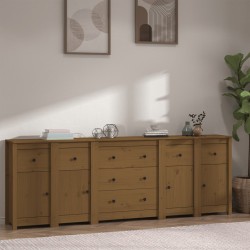 vidaXL Sideboard Honigbraun 230x35x80 cm Massivholz Kiefer