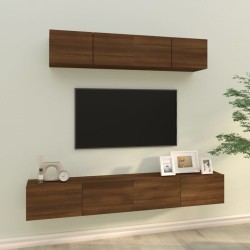 vidaXL 4-tlg. TV-Schrank-Set Braun Eichen-Optik Holzwerkstoff