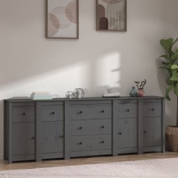 vidaXL Sideboard Grau 230x35x80 cm Massivholz Kiefer