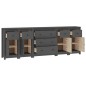 vidaXL Sideboard Grau 230x35x80 cm Massivholz Kiefer vidaXL Sideboard Grau 230x35x80 cm Massivholz Kiefer