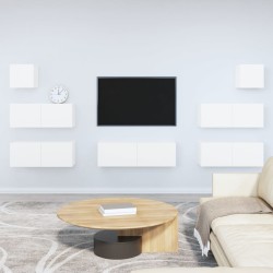 vidaXL 7-tlg. TV-Schrank-Set Weiß Holzwerkstoff