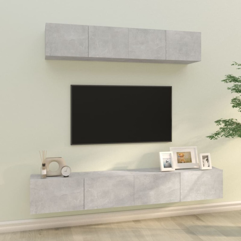 vidaXL 4-tlg. TV-Schrank-Set Betongrau Holzwerkstoff vidaXL 4-tlg. TV-Schrank-Set Betongrau Holzwerkstoff