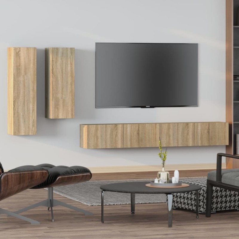 vidaXL 4-tlg. TV-Schrank-Set Sonoma-Eiche Holzwerkstoff vidaXL 4-tlg. TV-Schrank-Set Sonoma-Eiche Holzwerkstoff