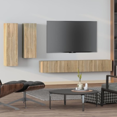 vidaXL 4-tlg. TV-Schrank-Set Sonoma-Eiche Holzwerkstoff