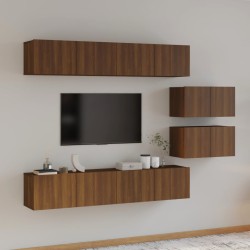 vidaXL 6-tlg. TV-Schrank-Set Braun Eichen-Optik Holzwerkstoff