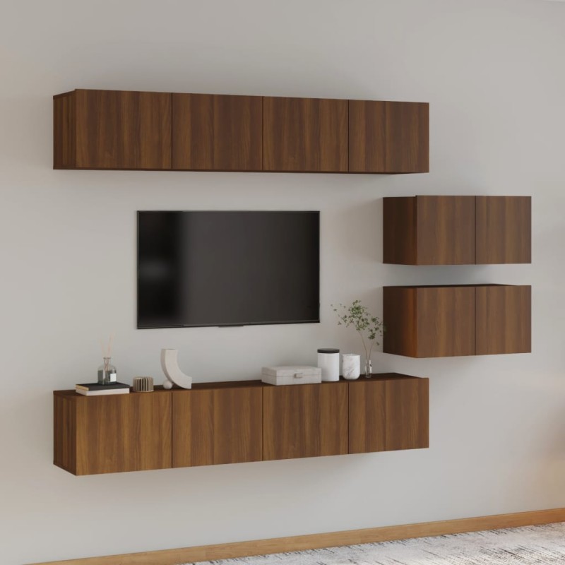 vidaXL 6-tlg. TV-Schrank-Set Braun Eichen-Optik Holzwerkstoff vidaXL 6-tlg. TV-Schrank-Set Braun Eichen-Optik Holzwerkstoff
