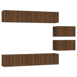 vidaXL 6-tlg. TV-Schrank-Set Braun Eichen-Optik Holzwerkstoff